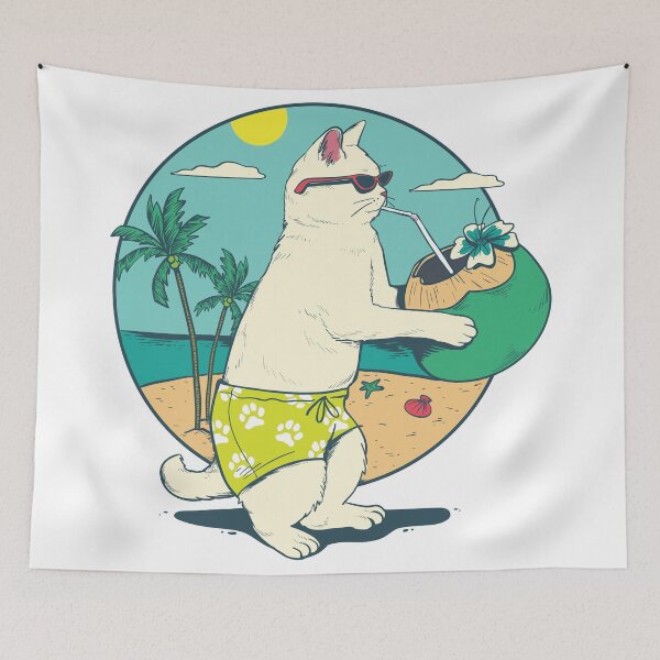 Item preview, Adorable Kittycat Feline Vacation Coconut Cocktail designed and sold by ozunu.