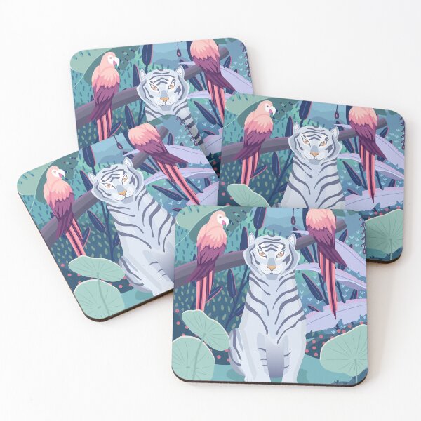 Item preview, Blue Tiger and Parrots in a Jungle designed and sold by BlueLela.