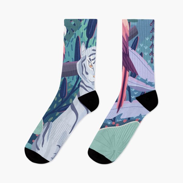 Item preview, Blue Tiger and Parrots in a Jungle designed and sold by BlueLela.