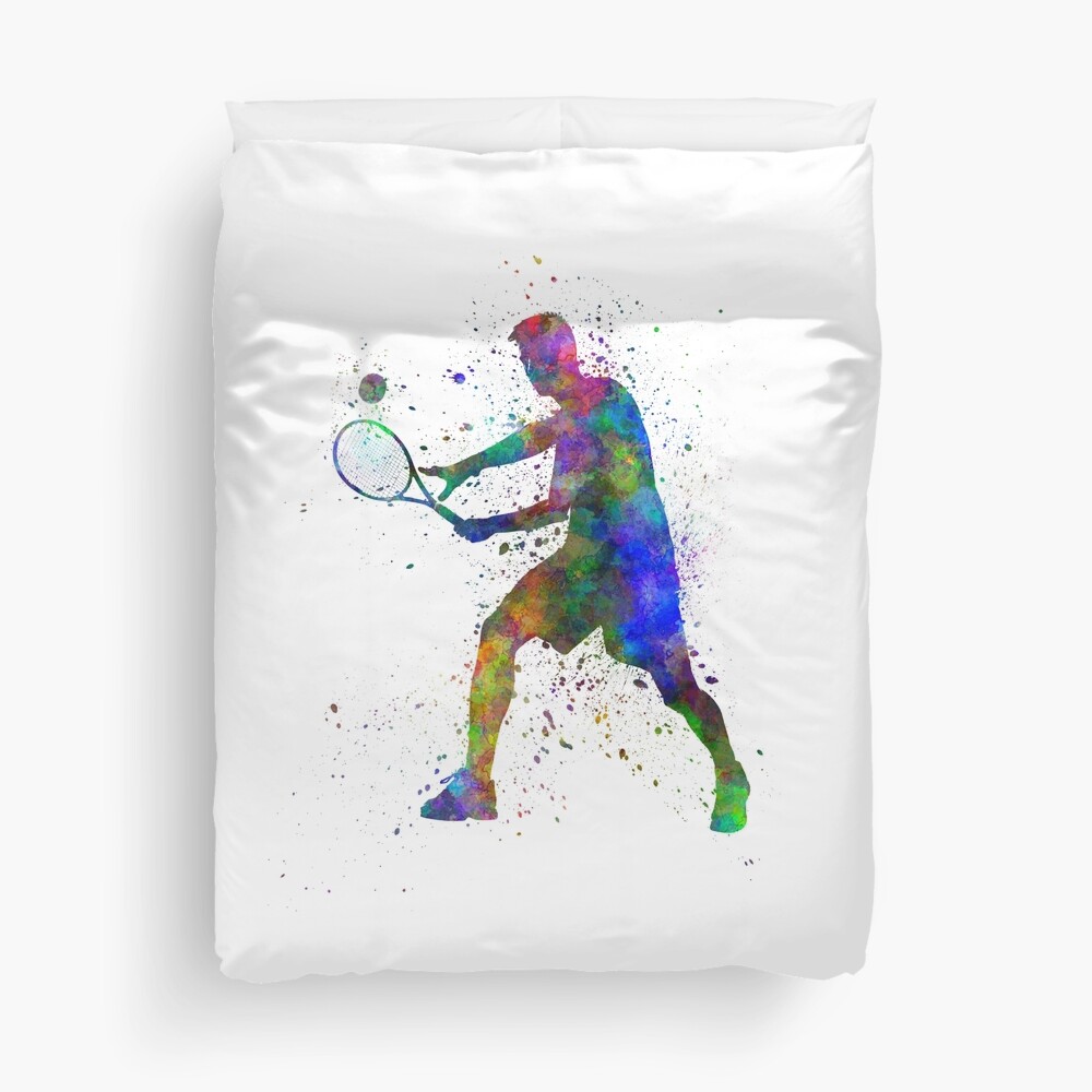 tennis player in silhouette 01 Duvet Cover