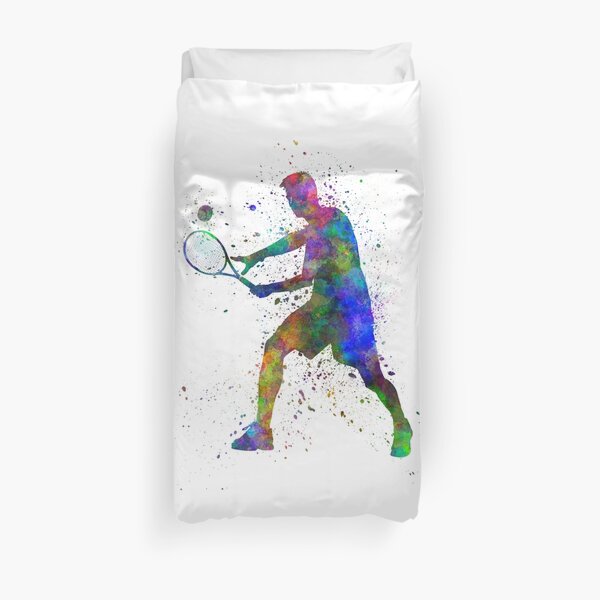 joueur de tennis en silhouette 01 Housse de couette