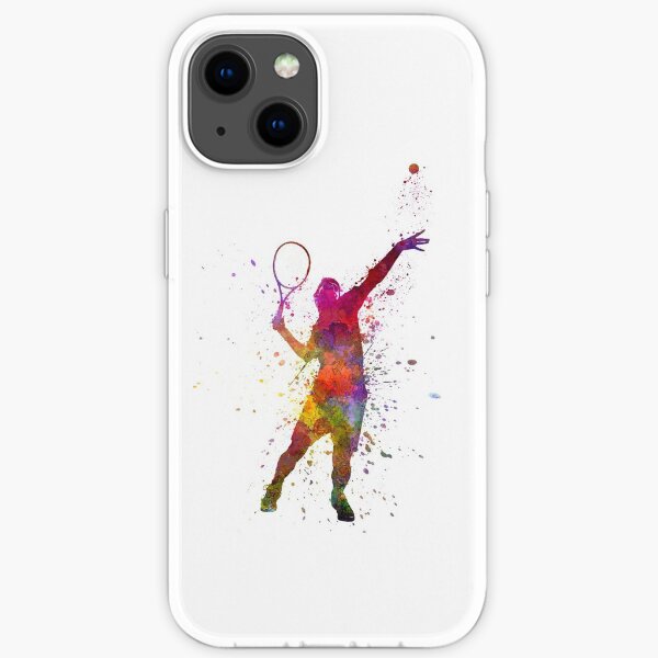 Tennisspieler beim Service, der Schattenbild 01 dient iPhone Flexible Hülle
