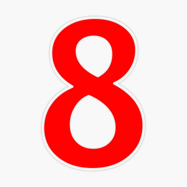 Number 8 Big Red Dot Letters & Numbers - Red - Sticker