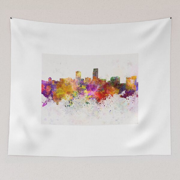 Item preview, Omaha skyline in watercolor background designed and sold by paulrommer.