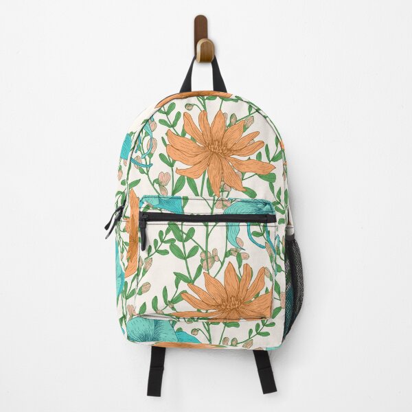 Item preview, Vintage Meadow Flowers Pattern Orange and Turquoise designed and sold by nouveaudecor.