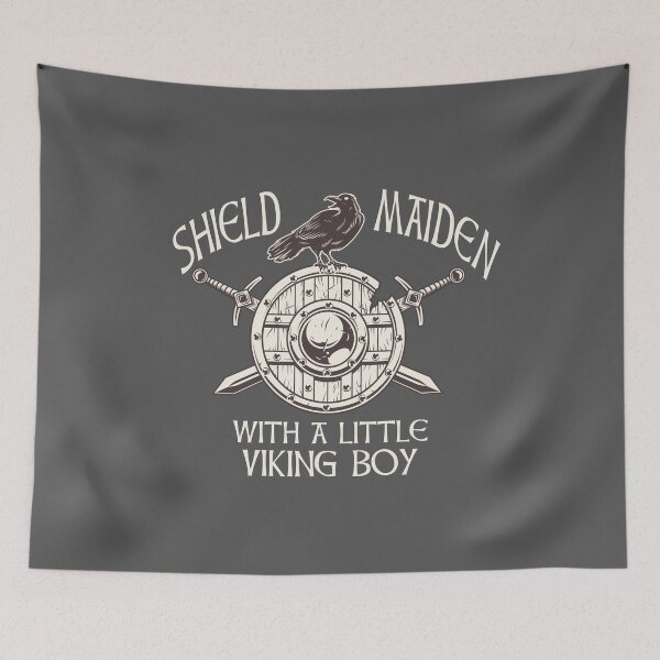 Item preview, Shieldmaiden with a little Viking boy designed and sold by Midgardr.
