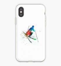 woman skier freestyler jumping iPhone Case