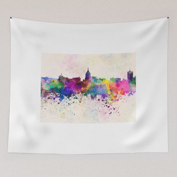 Item preview, Fresno skyline in watercolor background designed and sold by paulrommer.