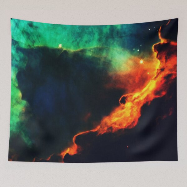 Item preview, Fire and Emerald Nebula, Red and Teal Milky way, Aesthetic cosmos, shiny galaxy, starry dark tapestry, trendy home decor art, wall designed and sold by August-E.