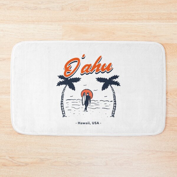 Item preview, Oahu Hawaii USA Surfing in Hawaii Palm Trees and Ocean Waves designed and sold by LittleFlairTee.