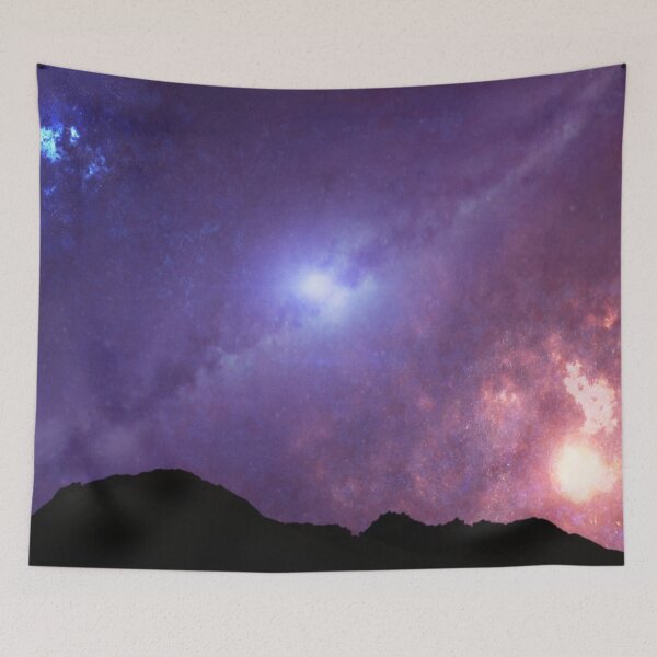 Artikelvorschau, The starry Island, cosmic Universe, Aesthetic shiny galaxy dark tapestry, trendy home decor art, wall entworfen und verkauft von August-E.