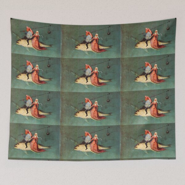 Item preview, Weird flying fish with riders design by Hieronymus Bosch designed and sold by Vintage Designs +.