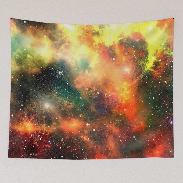 Item preview, The Mystic Universe, dreamy Nebula, Red, yellow, orange Milky way, Aesthetic cosmos, shiny galaxy, starry dark tapestry, trendy home decor art, wall designed and sold by August-E.