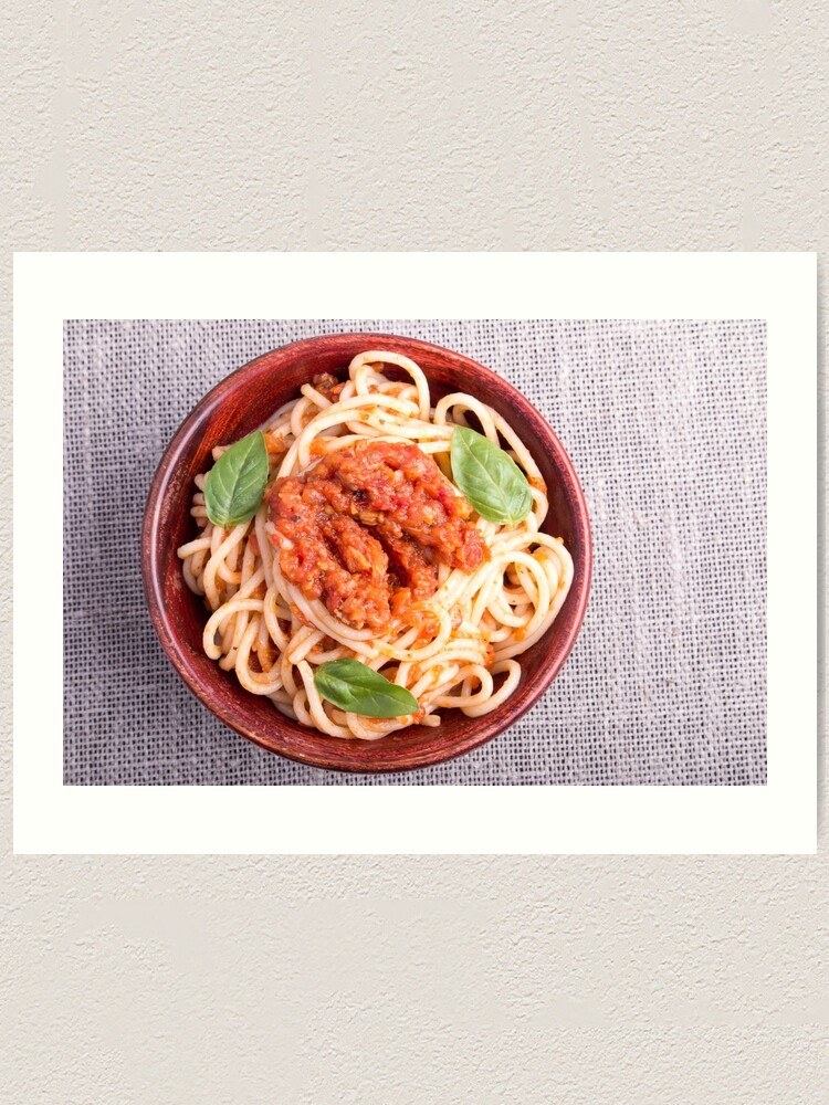 Small Portion Of Cooked Spaghetti With Tomato Seasoning Art Print By Vladromensky Redbubble