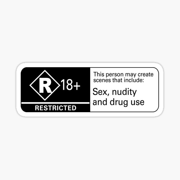Sexo, desnudos y consumo de drogas. Pegatina
