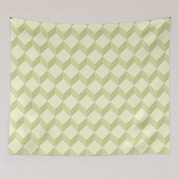 Item preview, yellow geometric cube 3d pattern designed and sold by Asa-design.