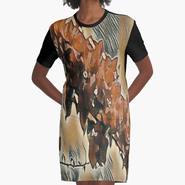 Rose Tree Art Graphic T-Shirt Dress