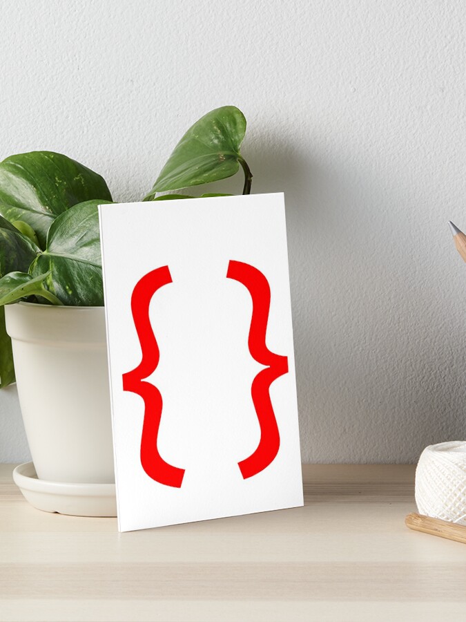 Red color Curly Brackets / Curly Brackets / Braces / Brace Art Board Print  for Sale by WECreations