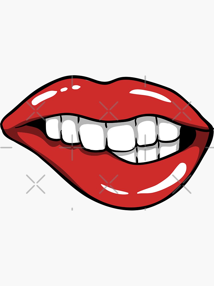 Sexy Red Lips And Teeth Sticker For Sale By Ermland Label Redbubble