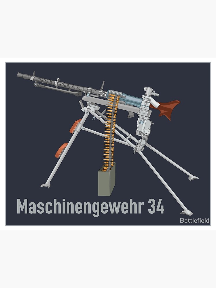 "MG 34 German WW2 Machine Gun Diagram Diagram Gift" Art Print for Sale