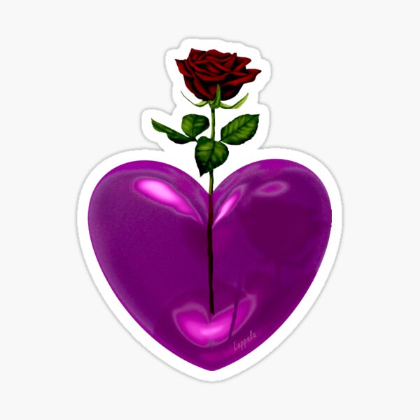 Rose in a Heart Shaped Bubble Sticker