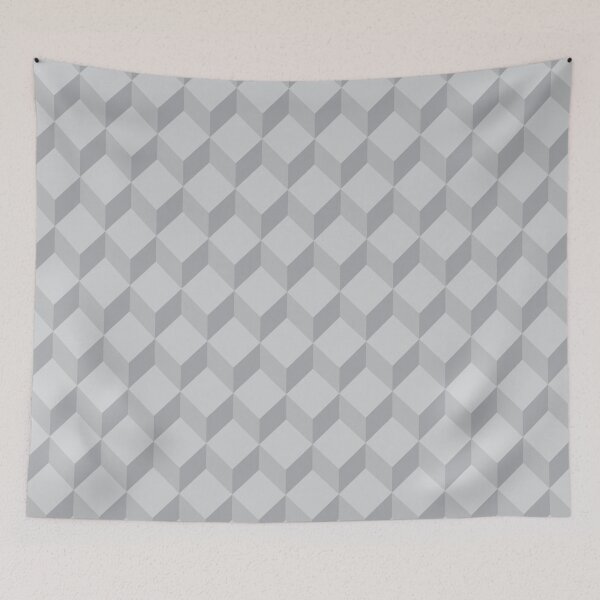 Item preview, gray cube geometric 3d pattern designed and sold by Asa-design.