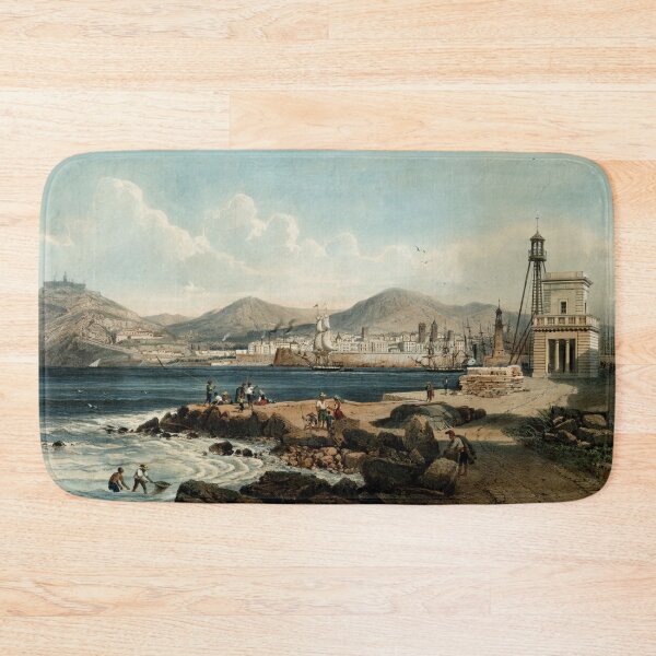Item preview, Old Barcelona Spain Illustrative Map (1850) Vintage Catalonia Capital City Illustration designed and sold by BravuraMedia.
