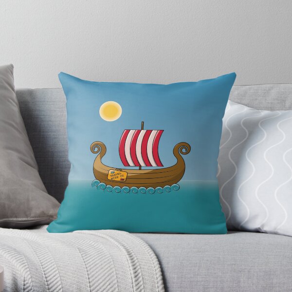 A wooden drakkar. Throw Pillow