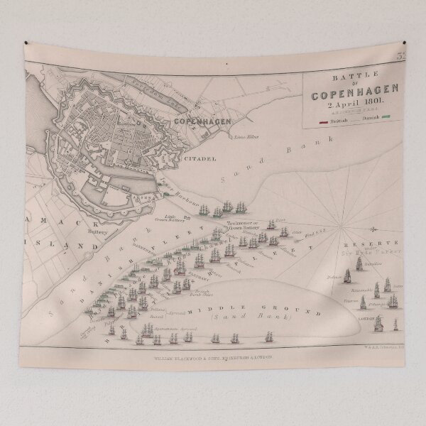 Item preview, Old Battle of Copenhagen (1801) Vintage War of the Second Coalition Atlas designed and sold by BravuraMedia.