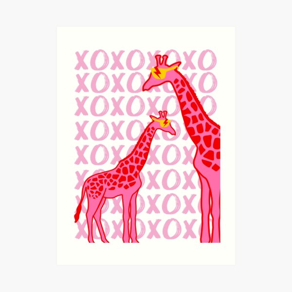 giraffe xoxo Art Print