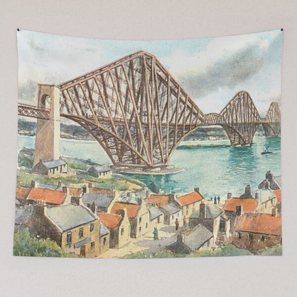Item preview, Vintage Illustration of The Forth Bridge from North Queensferry designed and sold by yourscotland.