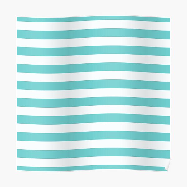 Teal Blue with White Horizontal Stripes Poster