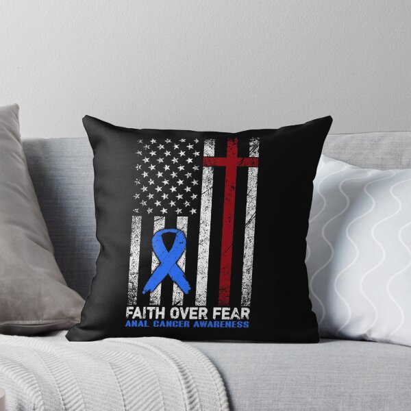 Item preview, Christian Distressed USA Flag Cross Faith Over Fears Anal Cancer Awareness designed and sold by Brad-FI.