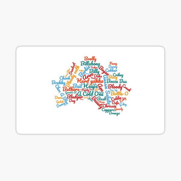 Item preview, Australian Slang Colloquialisms Word Cloud designed and sold by Rhee-Fil.