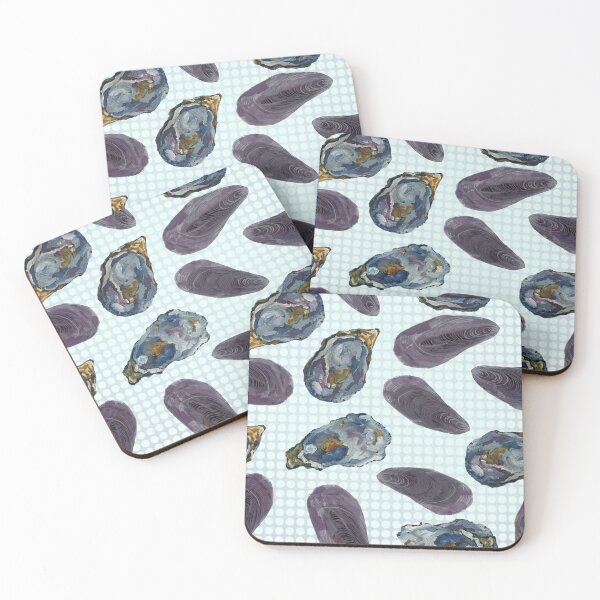 Item preview, Mussels and oysters on dot background  designed and sold by cityette.