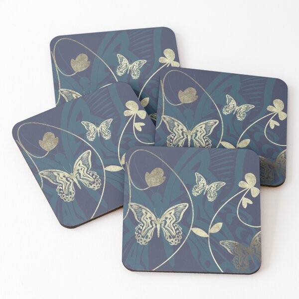 Item preview, Beautiful intricate butterfly pattern for lovers of butterflies. Navy blue and gold - Caroline Laursen original designed and sold by Caroline Laursen.