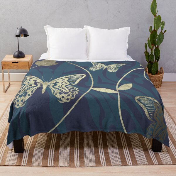 Item preview, Beautiful intricate butterfly pattern for lovers of butterflies. Navy blue and gold - Caroline Laursen original designed and sold by Caroline Laursen.