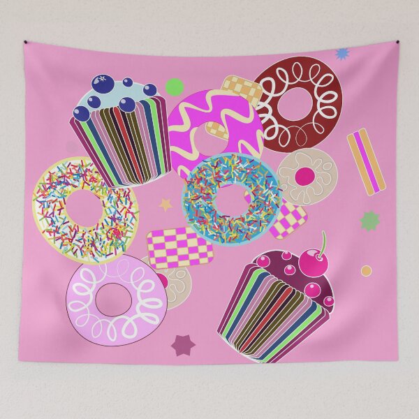 Item preview, All Things Nice! with Cupcakes, Donuts, Biscuits icons on pink icing  designed and sold by Susan Marie Williams.