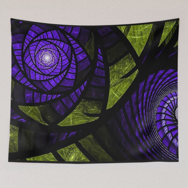Item preview, Rose and Conch purple stained glass pattern, fractal rose, fractal conch, spiral, purple and green designed and sold by Nostrathomas66.