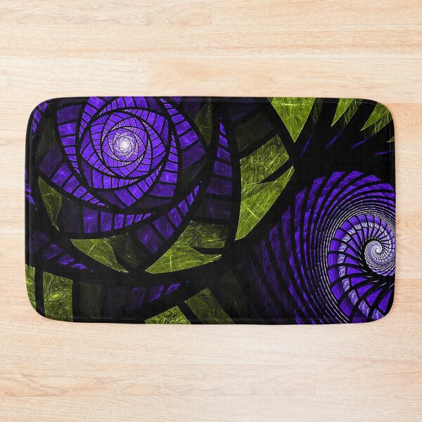 Item preview, Rose and Conch purple stained glass pattern, fractal rose, fractal conch, spiral, purple and green designed and sold by Nostrathomas66.