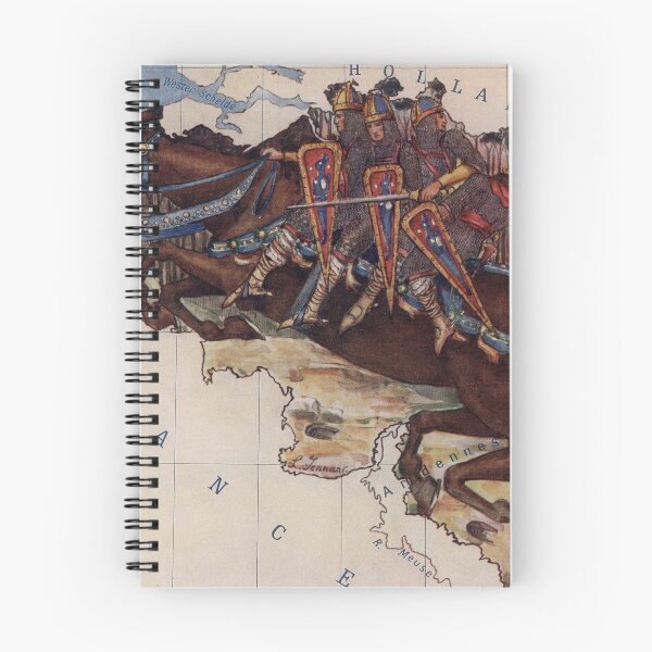 Item preview, Old Belgium Illustrative Map (1912) Vintage Bayard Horse Saves the Sons of Aymon Illustration designed and sold by BravuraMedia.