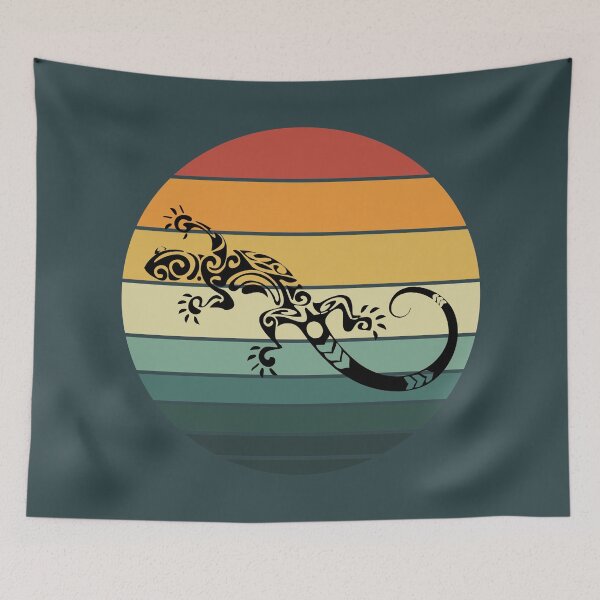 Item preview, Retro 80s Vaporwave Tropical Sun Summer Curly Leopard Gecko Lizard designed and sold by IZiets.