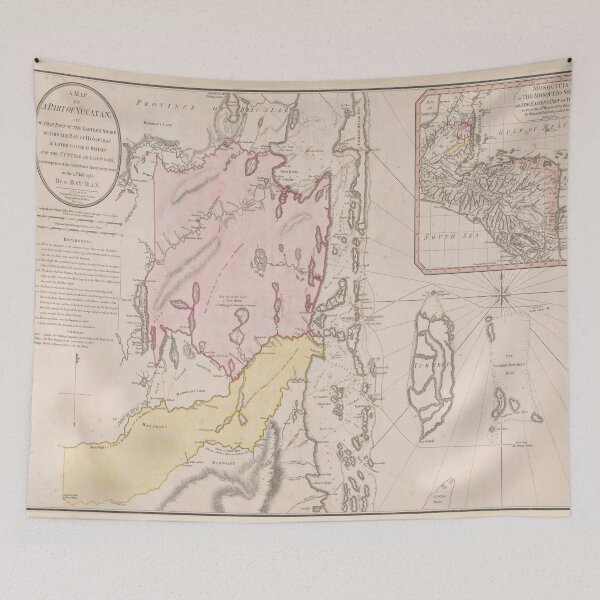 Item preview, Old Belize Map (1786) Vintage Central America Country Atlas designed and sold by BravuraMedia.