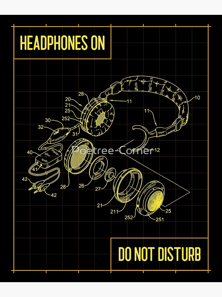 "Retro Headphones Diagram" Poster for Sale by PoetreeCorner Redbubble