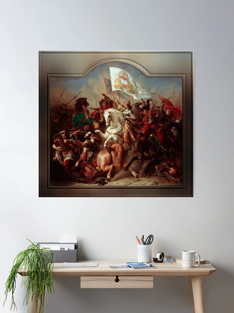 Joan of Arc in Battle by Hermann Stilke Classical Fine Art Xzendor7 Old Masters Reproductions Wall Decor Poster Art Print