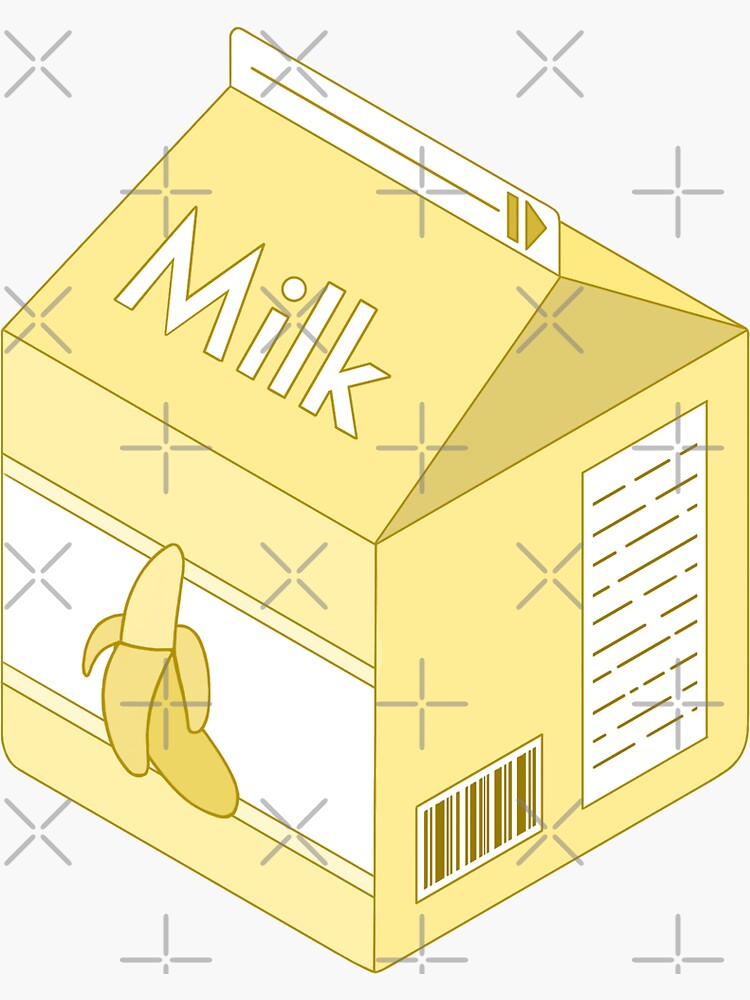 Cute Yellow Banana Milk Carton Sticker For Sale By Doll Redbubble