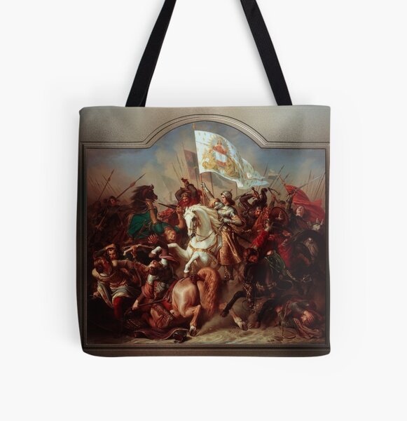 Joan of Arc in Battle by Hermann Stilke Classical Fine Art Xzendor7 Old Masters Reproductions All Over Print Tote Bag