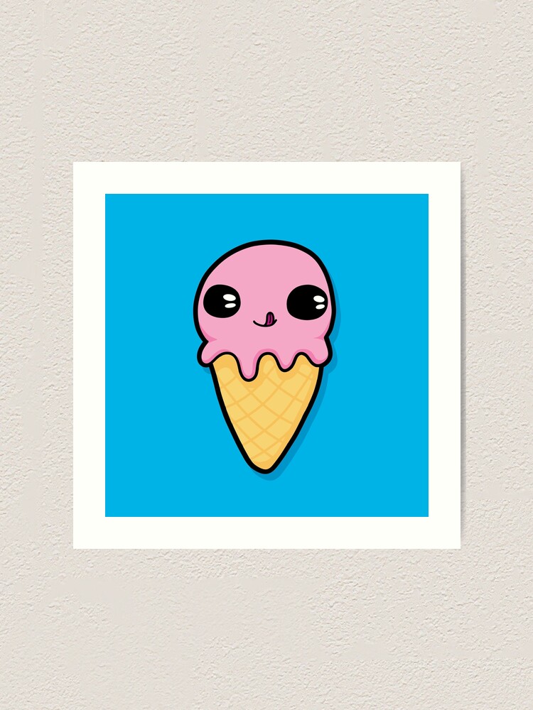 "Delicious Strawberry Ice cream cute kawaii illustration" Art Print