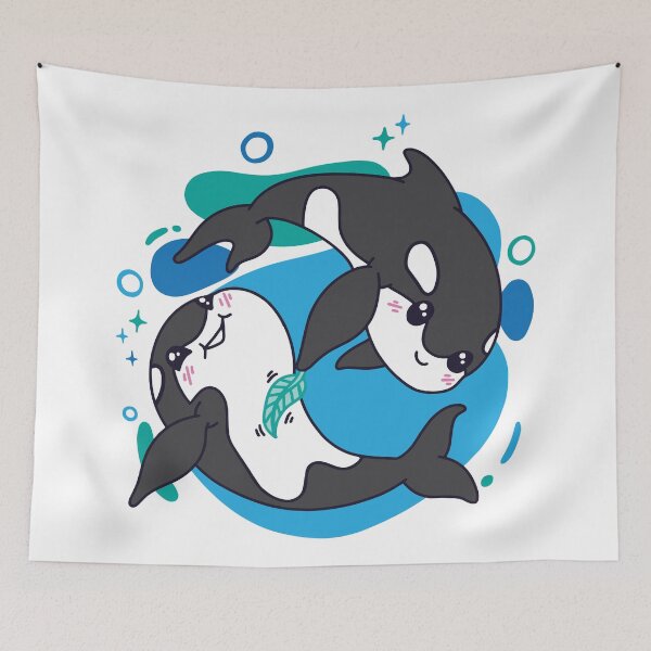 Item preview, Killer Whales Cute Cartoon designed and sold by infleims.