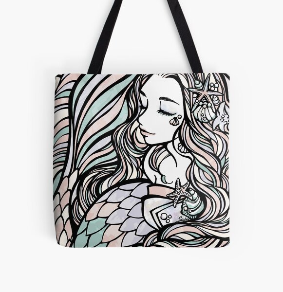 Shell Mermaid - romantic pastel color, sea treasure All Over Print Tote Bag